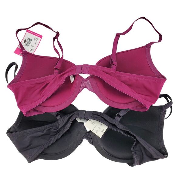 Maidenform Self Expressions 36B TShirt Push Up Bra 2 Pack Red/Pink and Black New - Picture 2 of 8